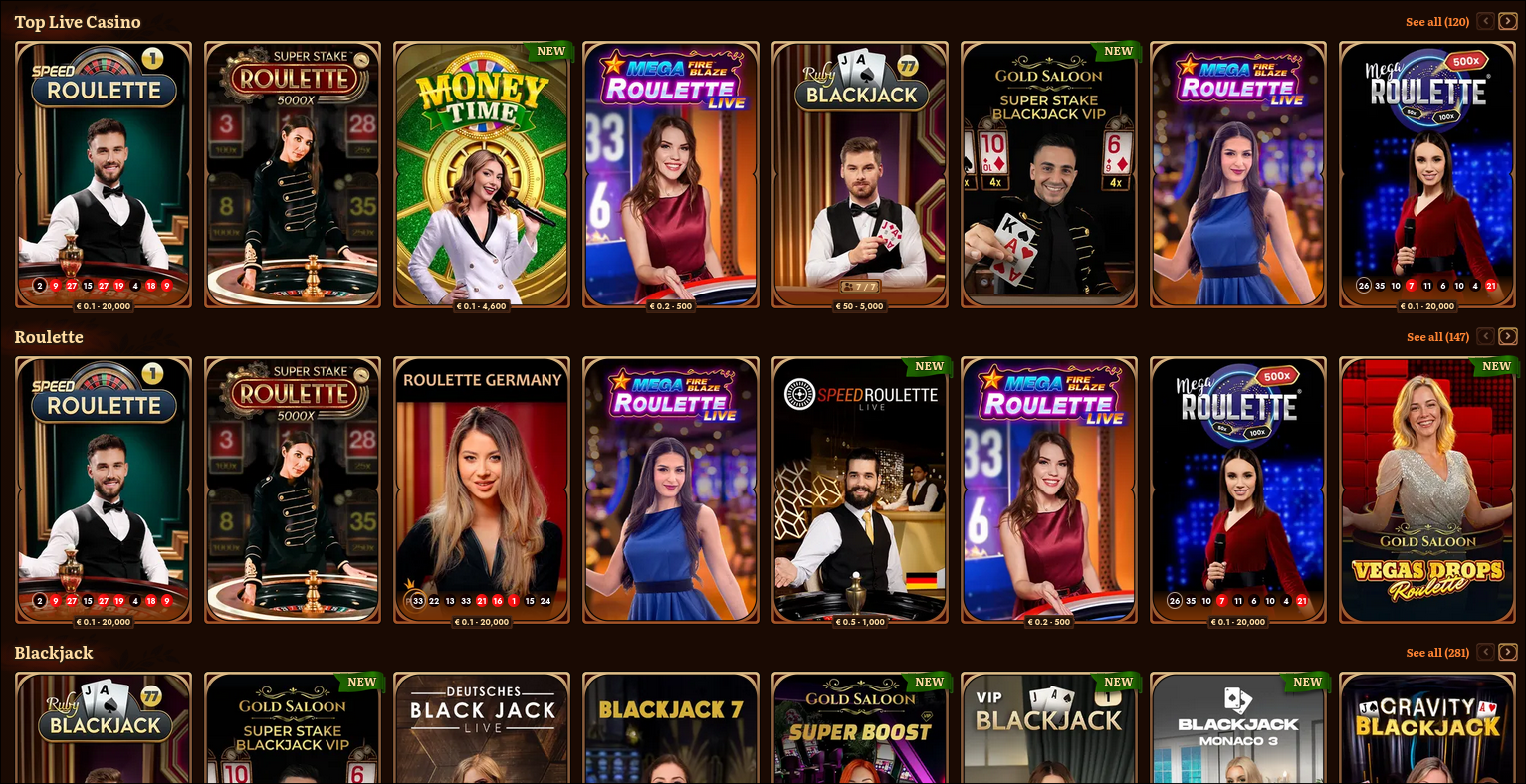 Live-dealer blackjack en roulettetafels bij Wild Robin Casino met professionele croupiers